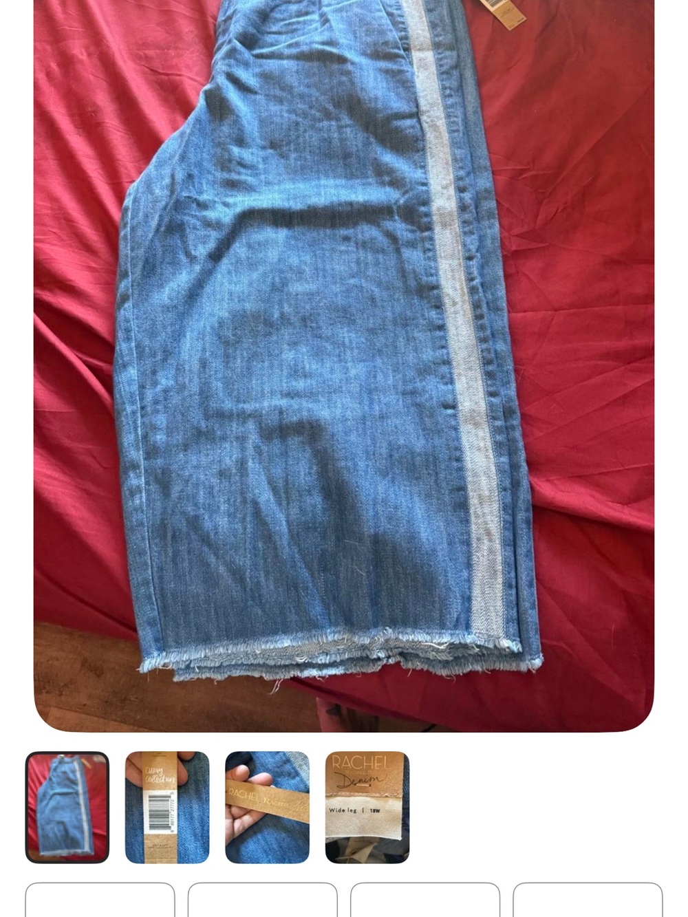 RACHEL Rachel Roy Blue Denim wide leg jeans with Light-Blue Side Stripe